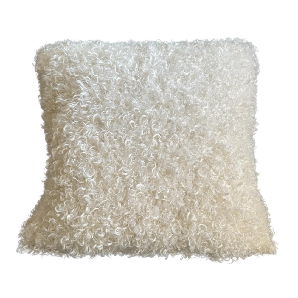 UGG Faux Fur Pillow Cream Mongolia Lamb‎ Doodle Accent Throw Down Filled Square